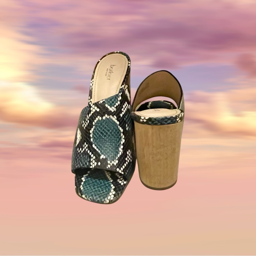 Botkier Blue and Tan Mules with Stylish Design